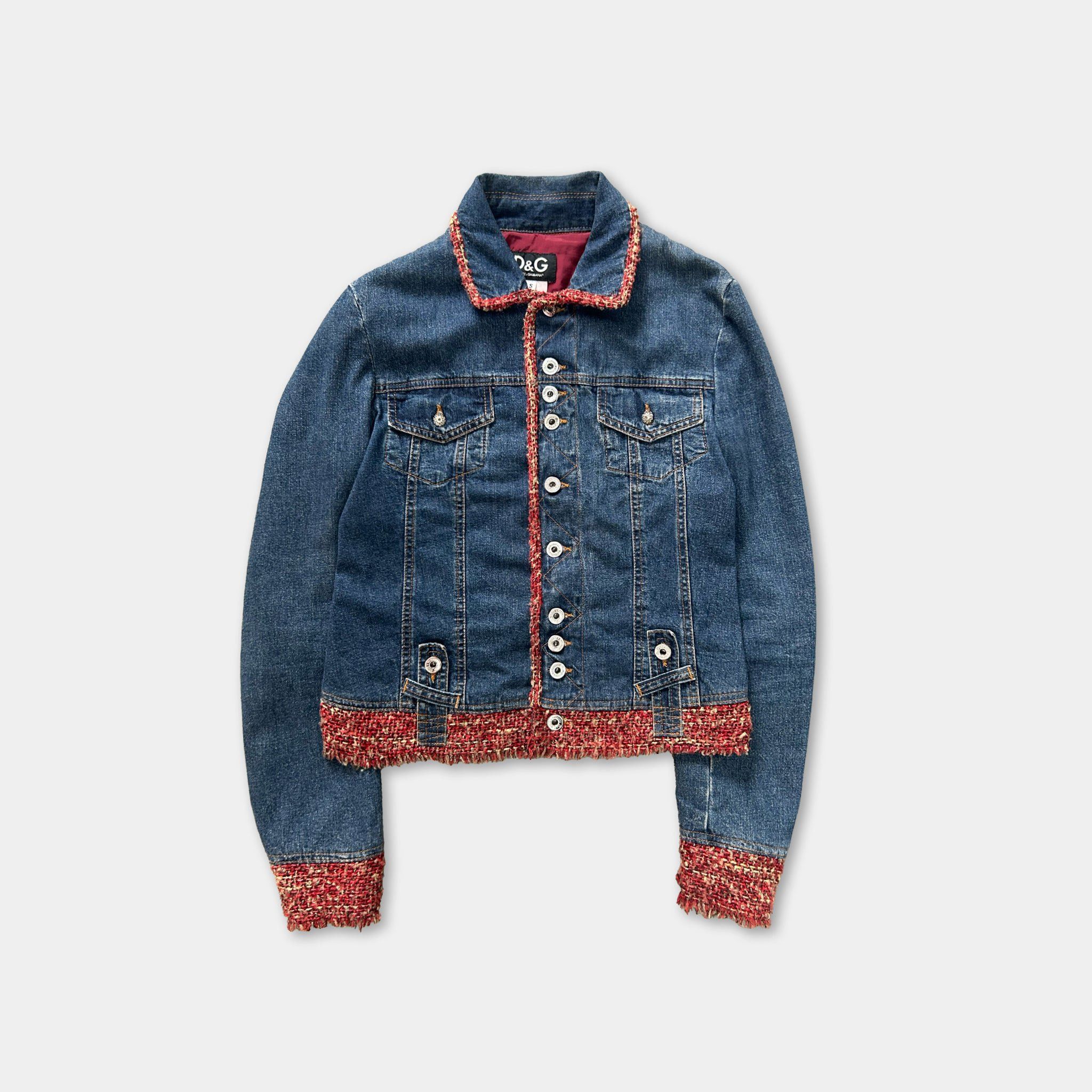 Dolce & Gabbana Dolce & Gabbana Red Tweed Denim Jacket Size US S / EU 44-46 / 1 - 1 Thumbnail