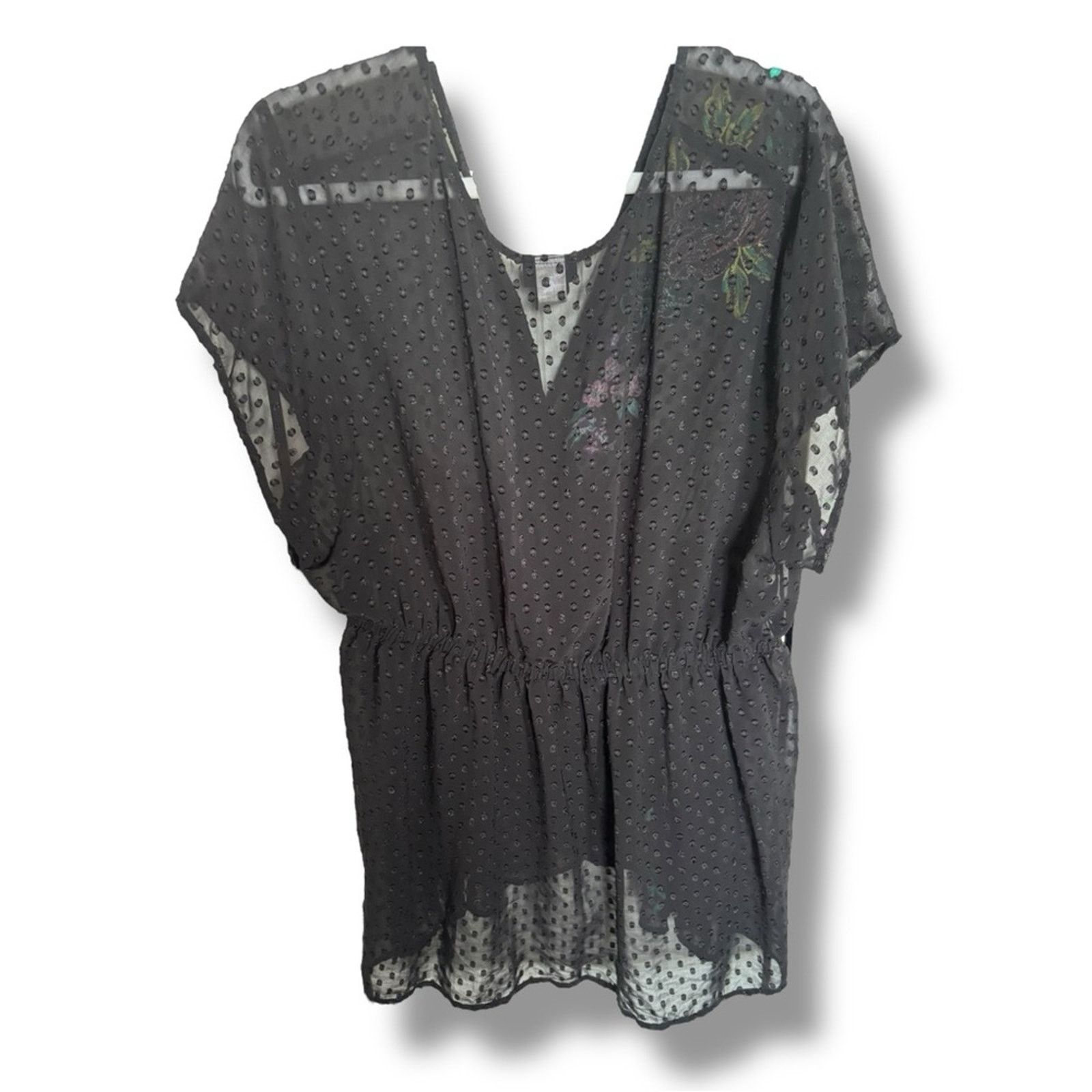 Other Torrid Black Asymmetrical Flutter Sleeve Blouse Swiss Dot 2X Size XXL / US 16-18 / IT 52-54 - 4 Thumbnail