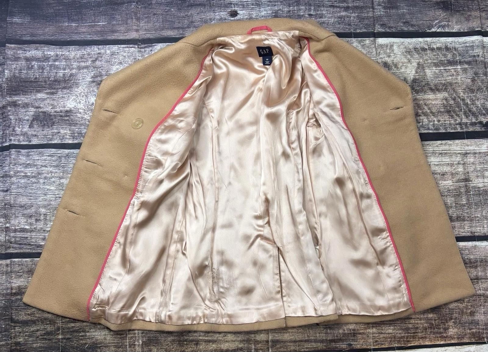 Gap Y2K Gap Peacoat Jacket Womens XS Virgin Wool Beige VTG Size XS / US 0-2 / IT 36-38 - 5 Thumbnail