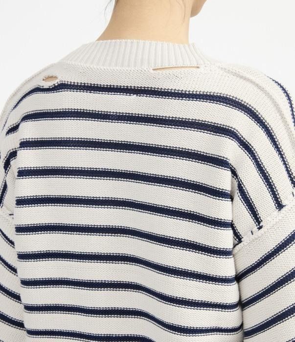 Maison Margiela o1bcso1str0426 MM Striped Knit Cardigan in White/Blue Size L / US 10 / IT 46 - 5 Thumbnail