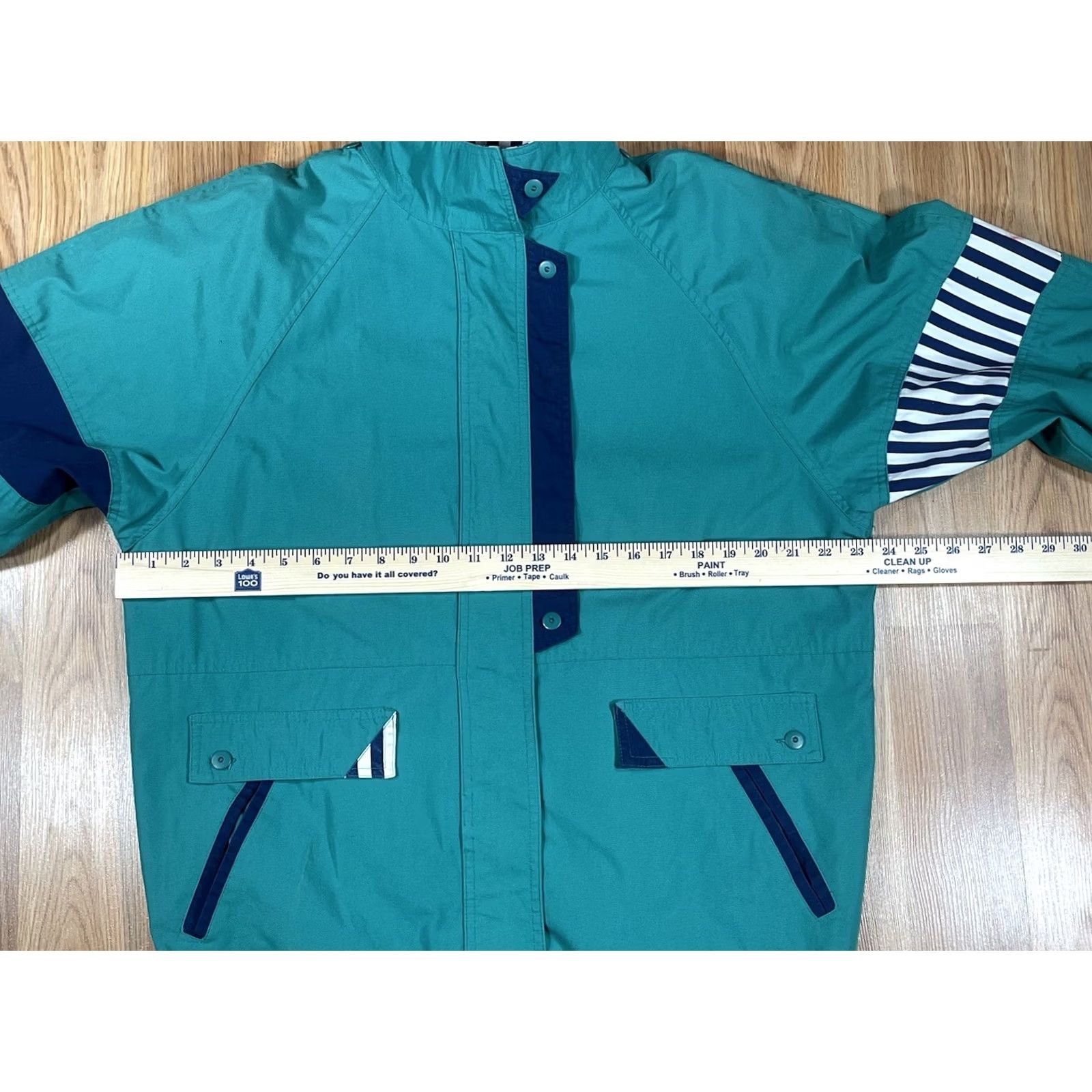 Altea Vintage Mariel 80’s Jacket Coat With Shoulder Pads Green Teal Blue Womens M Coat Size M / US 6-8 / IT 42-44 - 5 Thumbnail