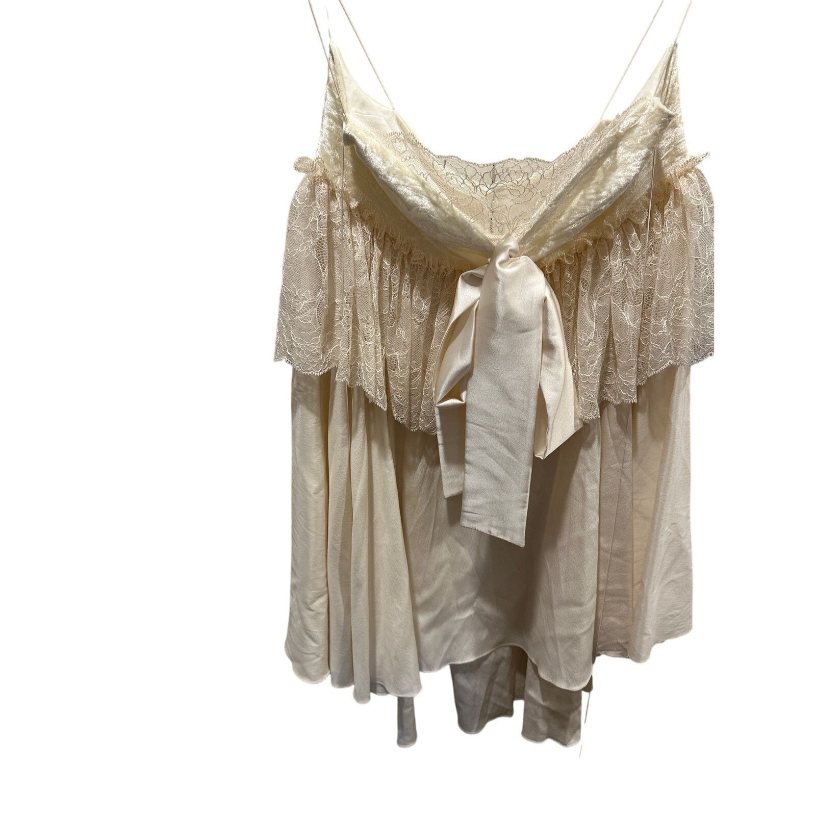 Other Amoralle Ivory Tasseled Lace & Chiffon Ruffle Lingerie Slip Size M / US 6-8 / IT 42-44 - 6 Thumbnail