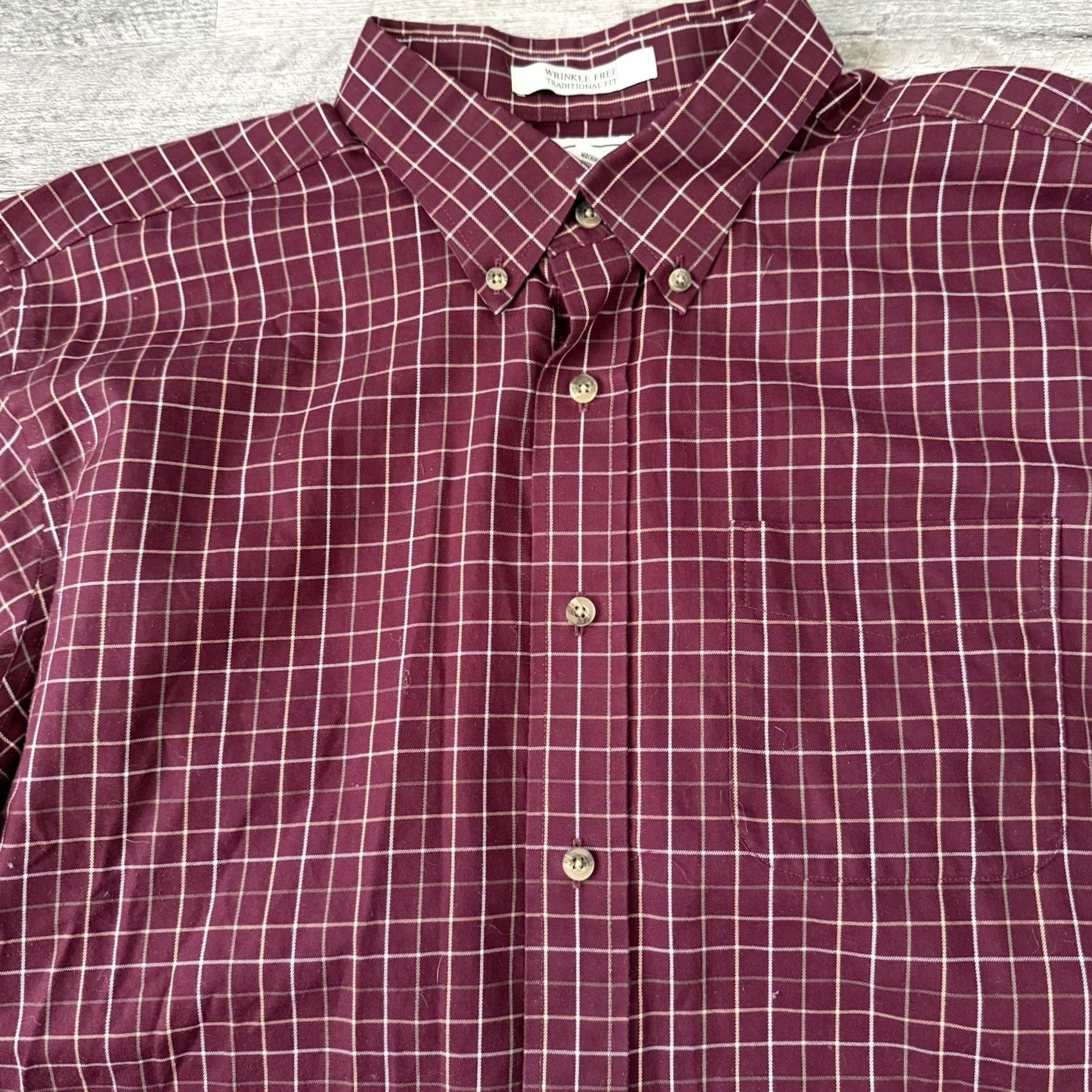 Vintage L.L. Bean Shirt Mens XL Wine Check Wrinkle Free Traditional Fit Button-Up Size US XL / EU 56 / 4 - 6 Thumbnail
