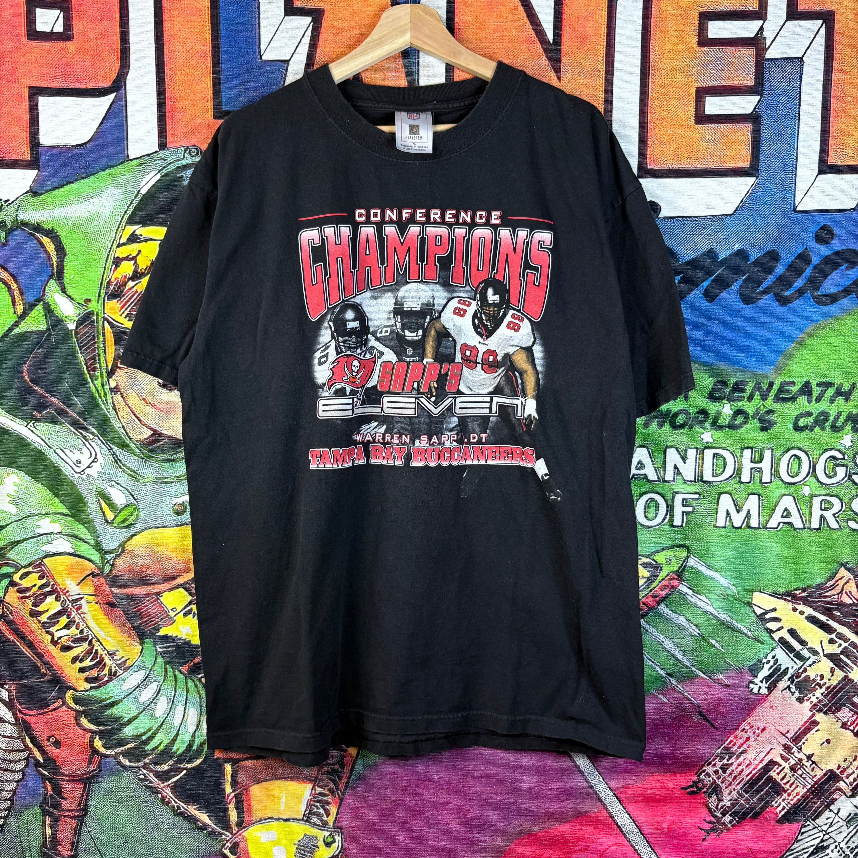 NFL Y2K 2002 Tampa Bay Buccaneers Warren Sapp Conf Champs Tee Size US L / EU 52-54 / 3 - 1 Thumbnail