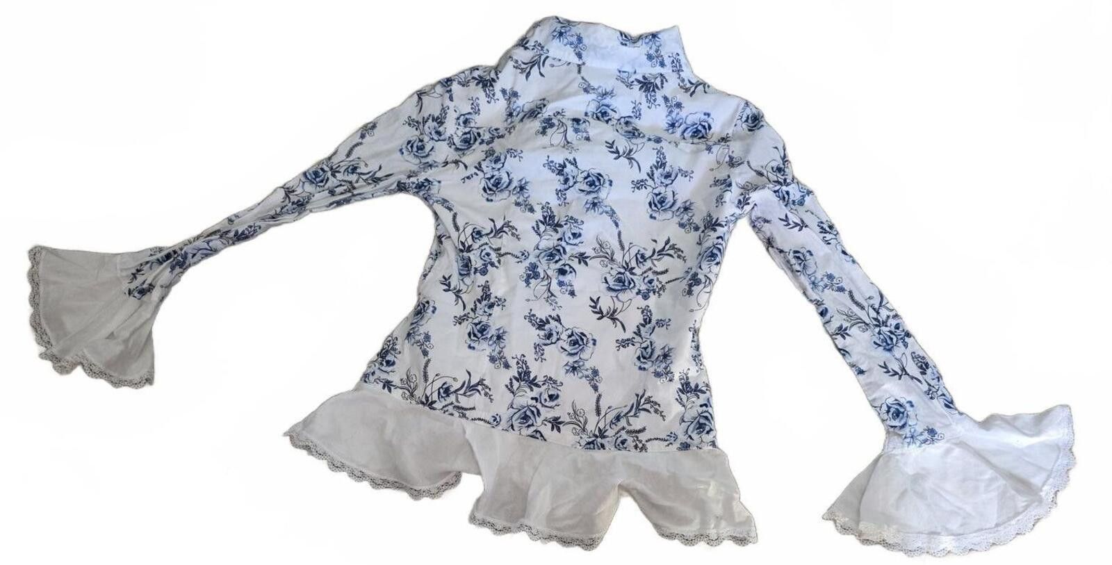 Other Vintage Mary-Kate and Ashley White Blue Floral Top Small Y2K Size S / US 4 / IT 40 - 7 Thumbnail