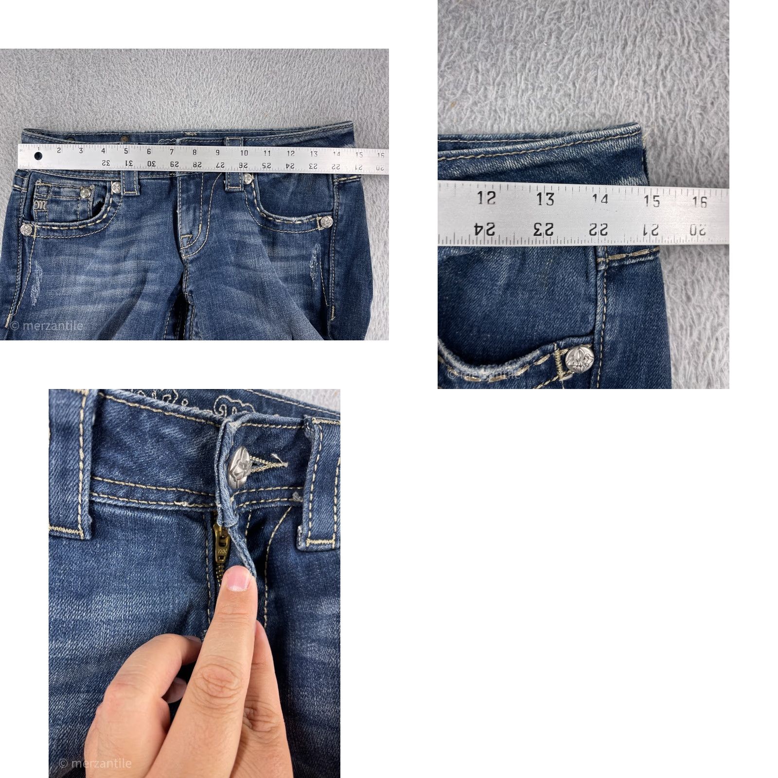 Miss Me Miss Me Jeans Women 26 Blue Denim Straight Leg Embellished Bling JE5616T4R Size 26" / US 2 / IT 38 - 11 Thumbnail