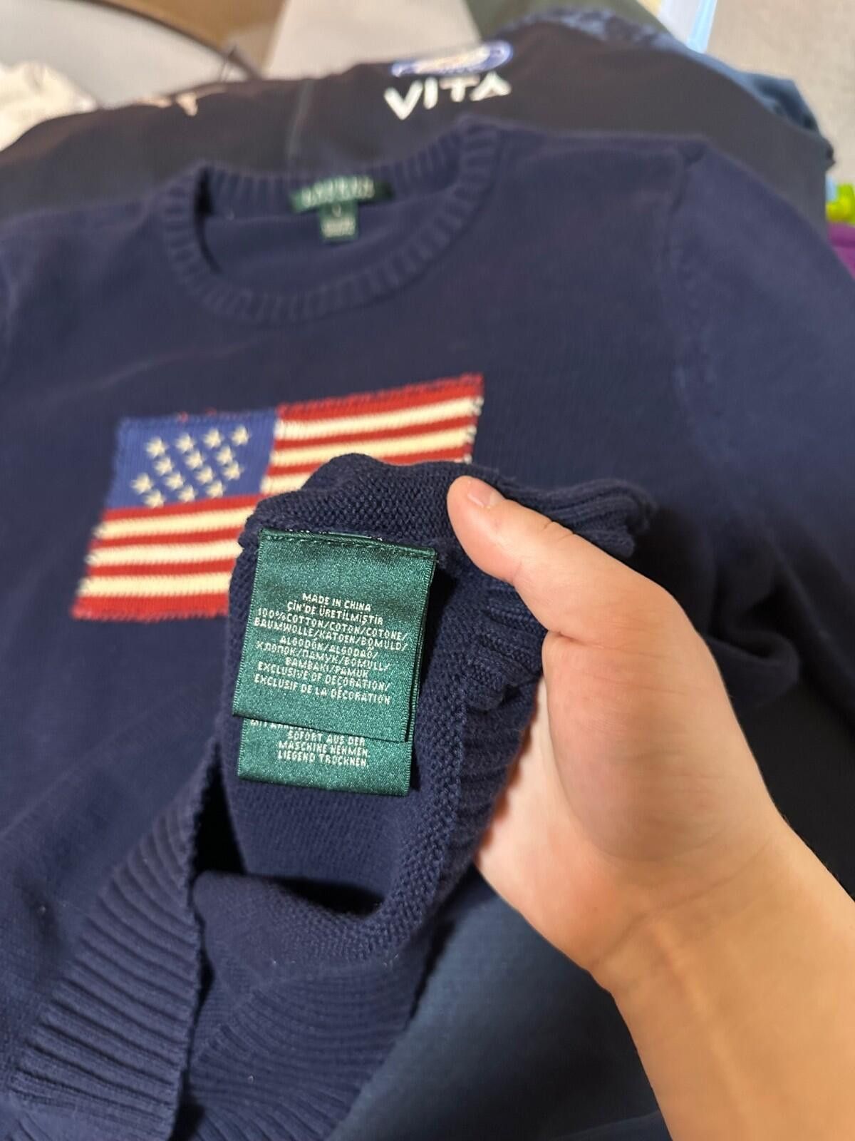 Polo Ralph Lauren Vintage Polo Ralph Lauren American Flag Knit Sweater size L Size L / US 10 / IT 46 - 6 Thumbnail