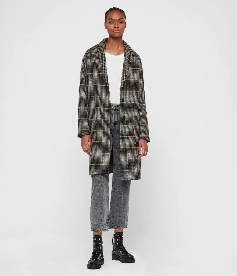 Allsaints Allsaints XS Anya Aurora Coat 🧥 Chekered wool long jacket Size US XS / EU 42 / 0 - 4 Thumbnail