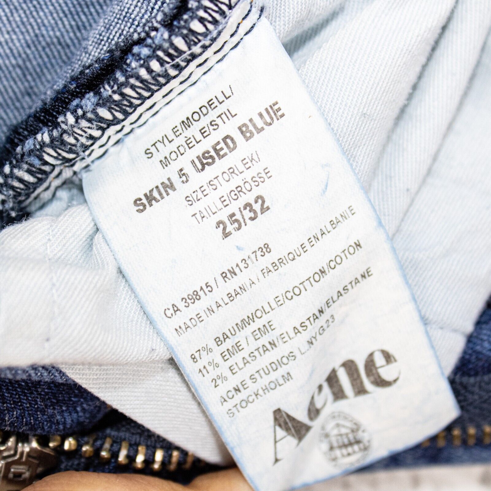 Acne Studios Acne Studios Women's Size 25 Skin 5 Denim Jeans in Used Blue Size 25" / US 0 / IT 36 - 7 Thumbnail