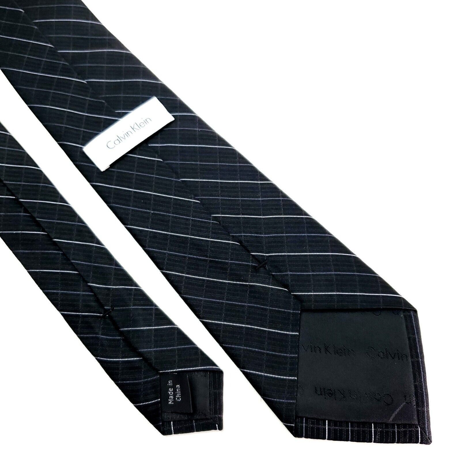 Calvin Klein Calvin Klein Silk Tie Woven Black White Plaid Extra Short Sk Size ONE SIZE - 5 Thumbnail