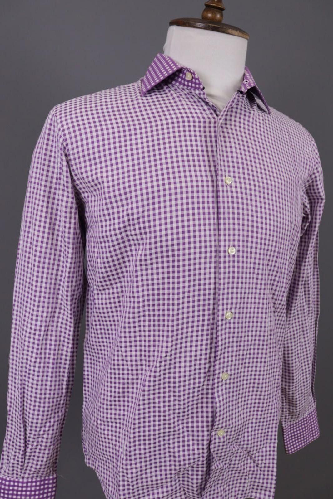 Etro Etro Milano Slim Fit Purple Check Button Down Shirt Size 40 Size US M / EU 48-50 / 2 - 6 Thumbnail