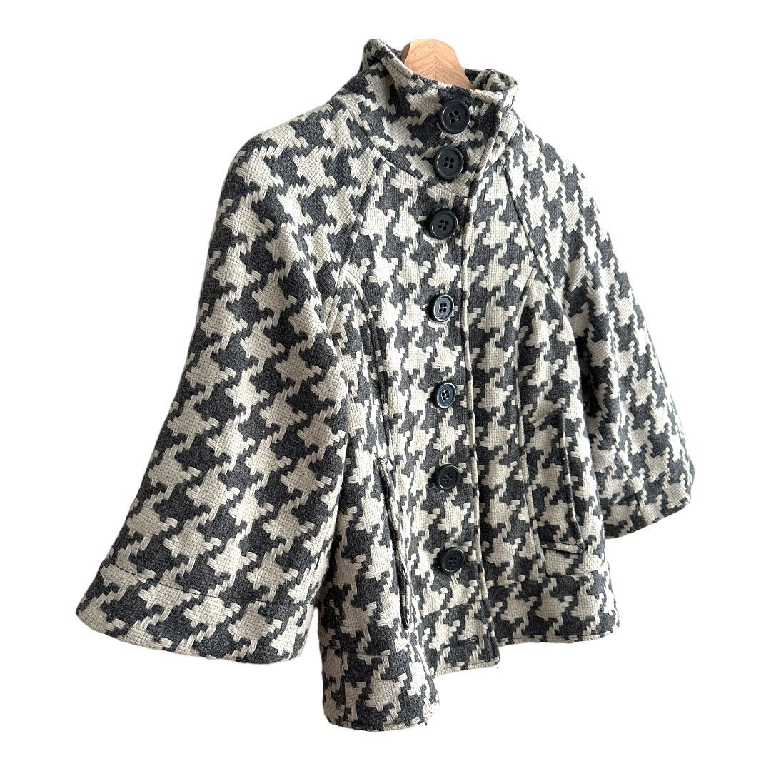 BB Dakota Gray White Houndstooth Plaid Check Jacket Wool Blend S Small Size S / US 4 / IT 40 - 6 Thumbnail