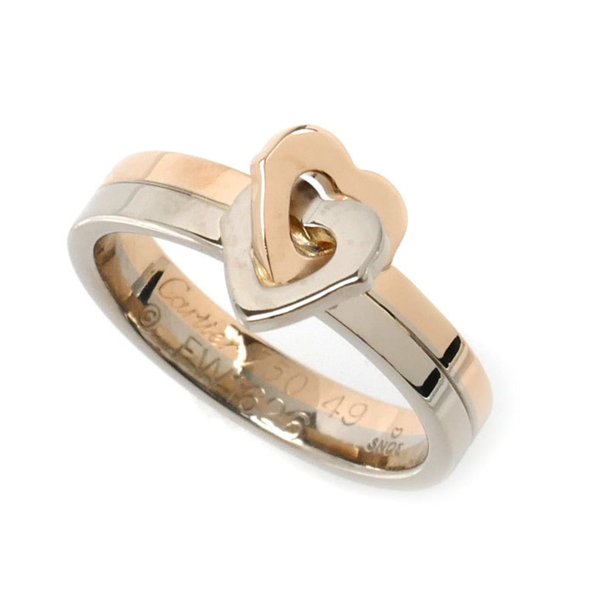 Cartier Cartier 18KPG Pink Gold 18KWG White Double Heart Ring, Size 49, 4.6g, Women's Size ONE SIZE - 1 Thumbnail