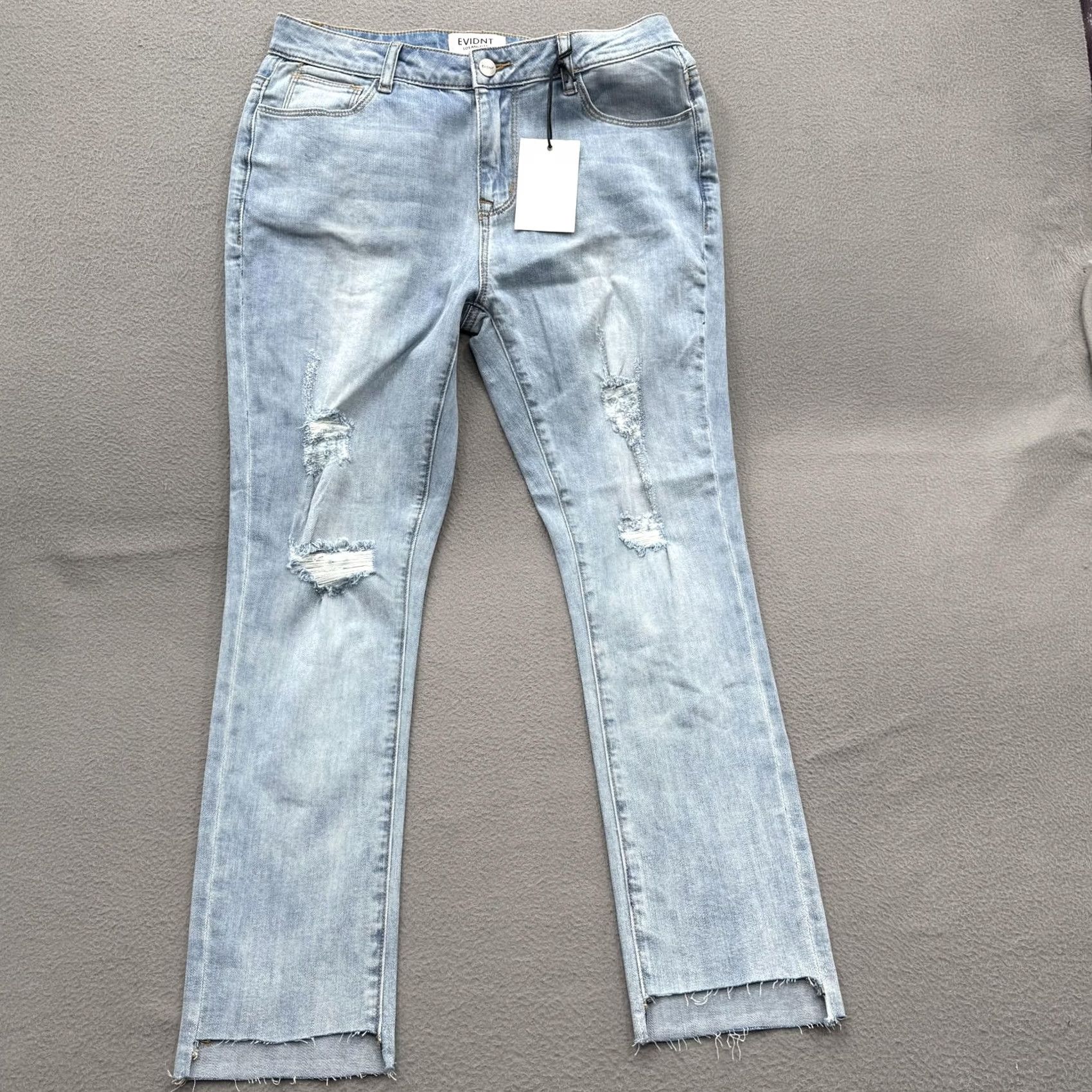 Vintage EVIDNT Jeans Womens 29 Light Wash Verona Skinny Ankle Distressed Raw Hem Denim Womans 29 Blue Skinny Distressed Ankle Hem Size 29" - 2 Thumbnail