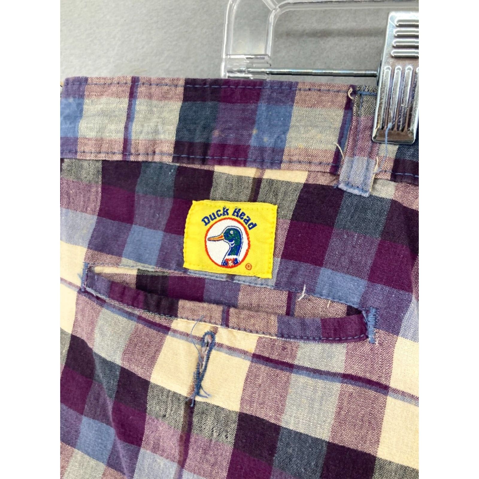 Vintage Duck Head Men's Shorts 42 Plaid Canvas Chino Casual Slim Mid 90s American Mens Size US 42 / EU 58 - 7 Thumbnail