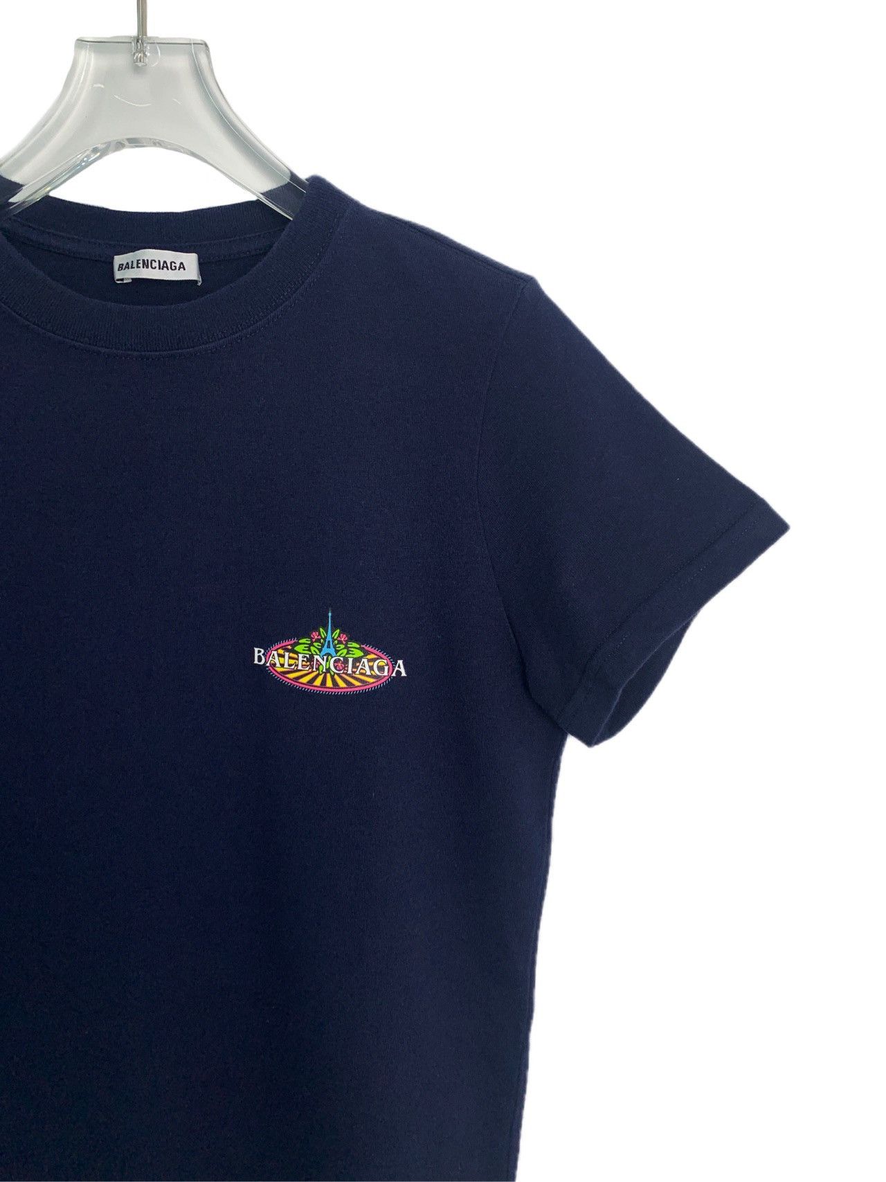 Balenciaga Balenciaga Parisienne navy blue t-shirt Size S / US 4 / IT 40 - 4 Thumbnail