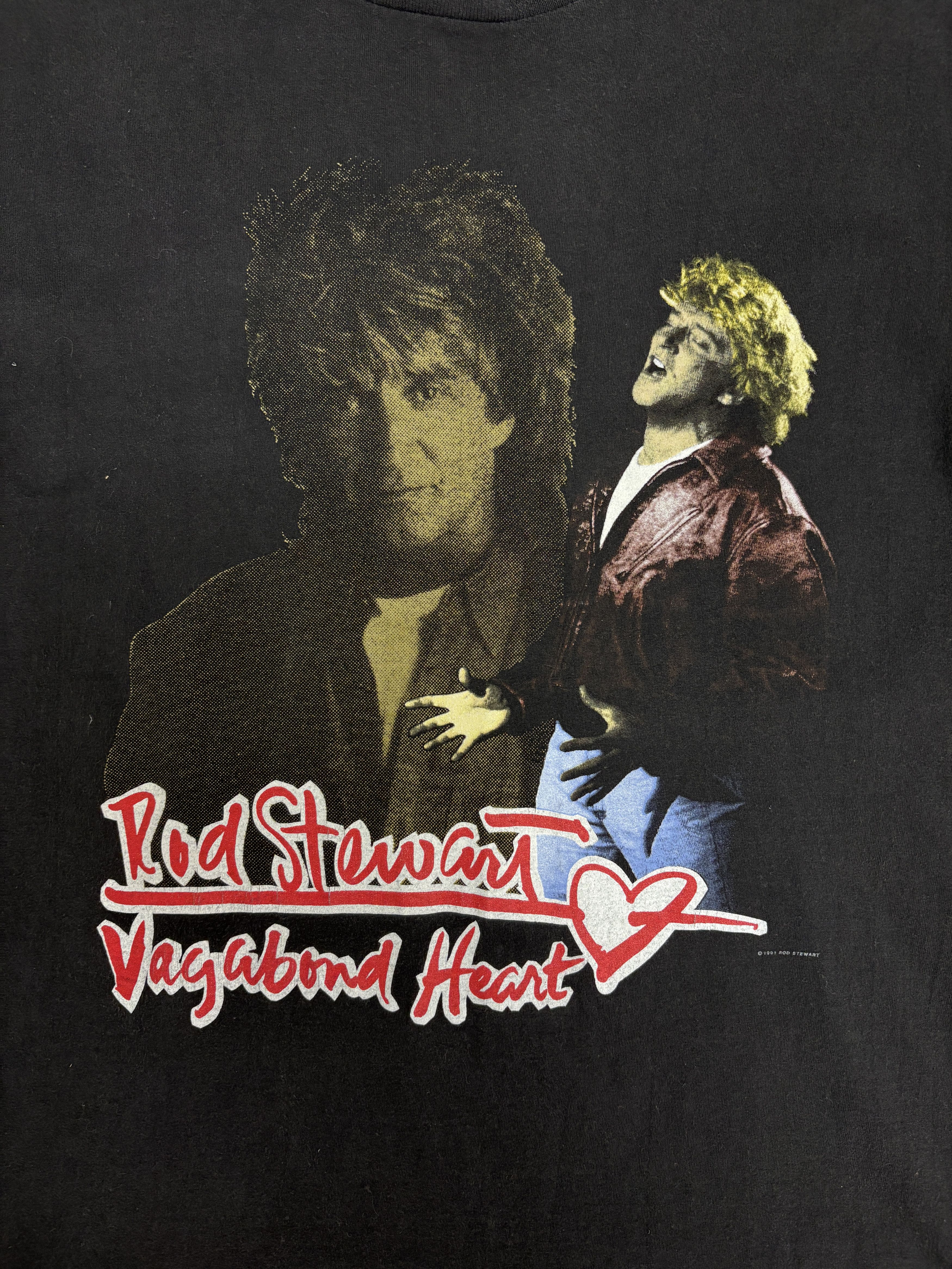 Vintage Rod Stewart Vagabond Heart Tour Vintage Black T-Shirt Tee Size US XL / EU 56 / 4 - 2 Thumbnail
