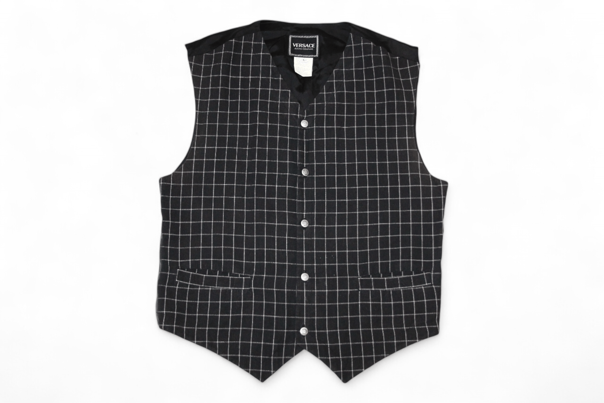 Versace Versace Jeans Couture linen cotton windowpane waistcoat Size US L / EU 52-54 / 3 - 9 Thumbnail