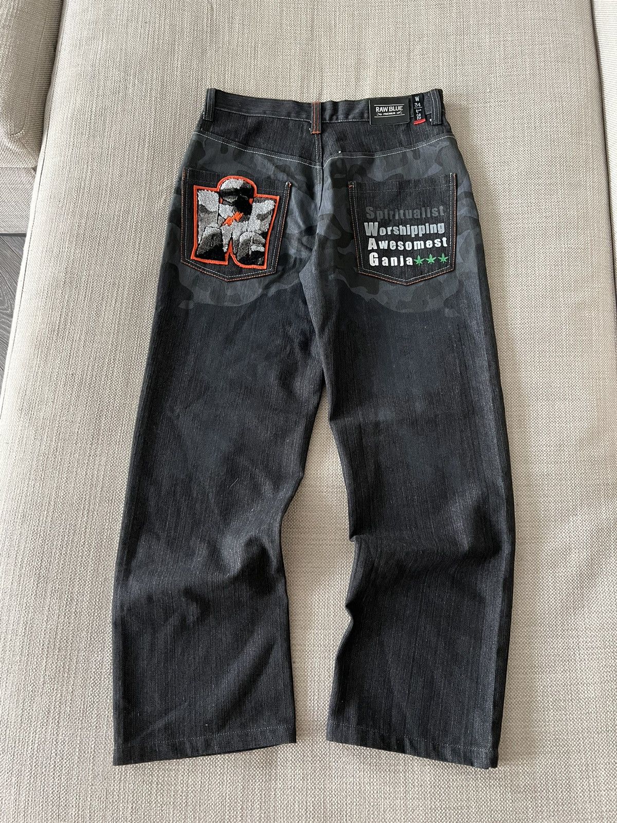 Vintage Vintage 💥 Raw Blue Ganja Pants Jeans Size US 34 / EU 50 - 6 Thumbnail