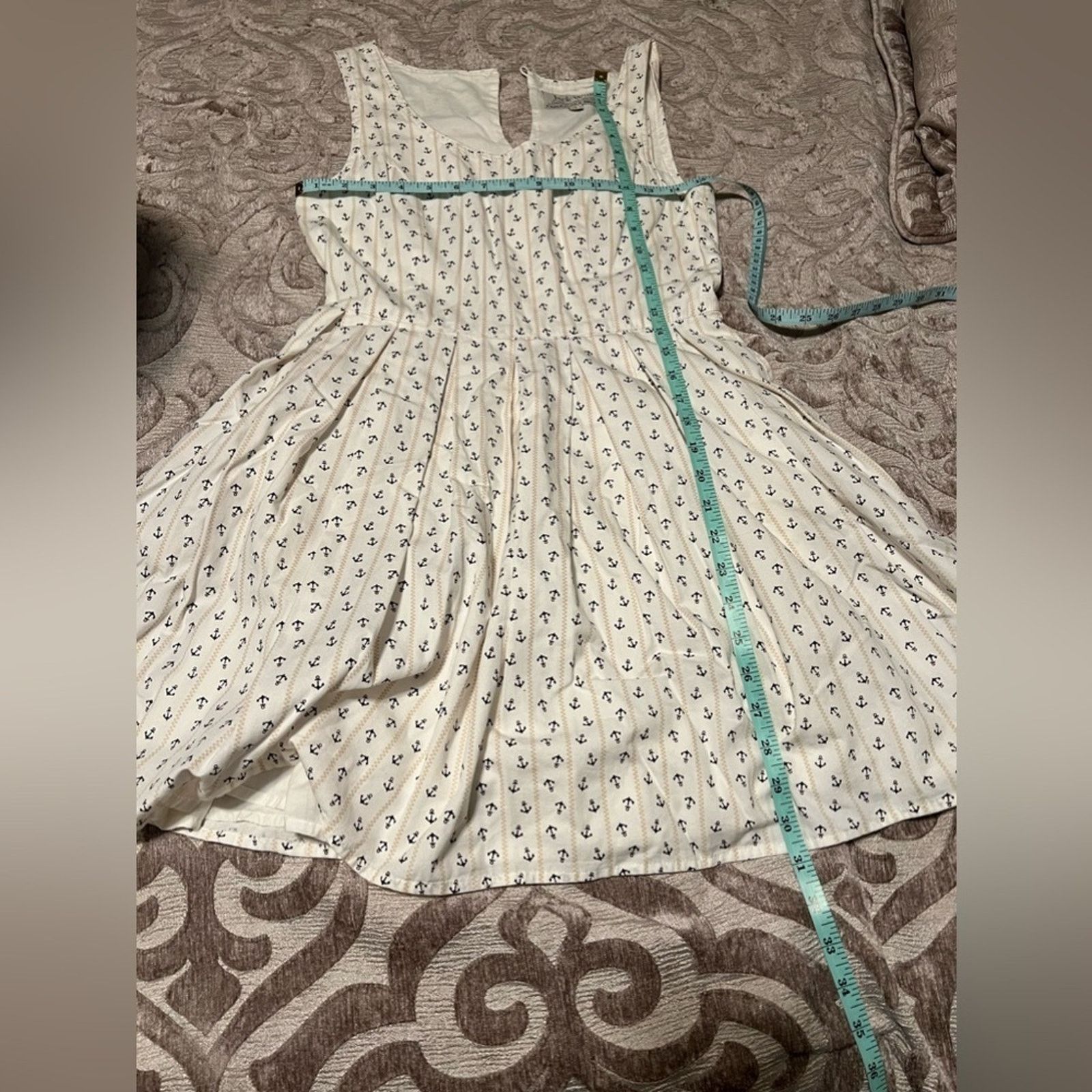 Jack Wills Jack Wills Women's Cream and Navy Dress - Size 6 Size M / US 6-8 / IT 42-44 - 5 Thumbnail