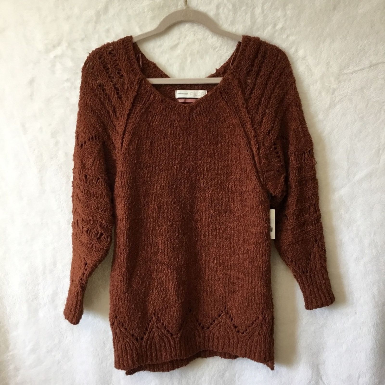 Anthropologie Anthropologie Cedar Pilcro Pointelle Tunic Sweater Size XS / US 0-2 / IT 36-38 - 1 Thumbnail