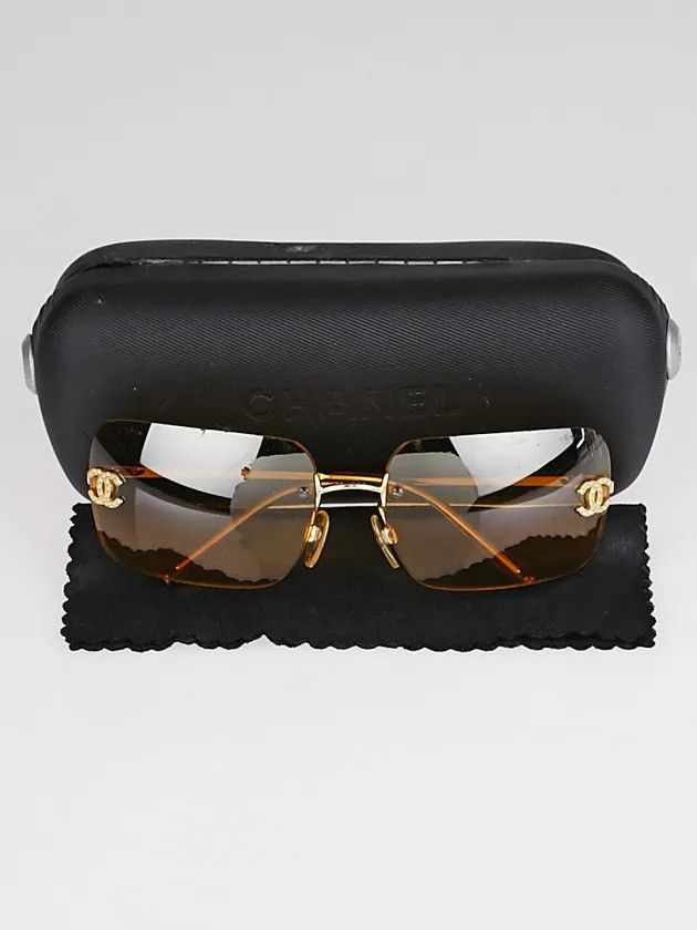 Chanel Chanel Sunglasses 4017-D Rhinestone Logo Rimless Vintage Size ONE SIZE - 2 Thumbnail
