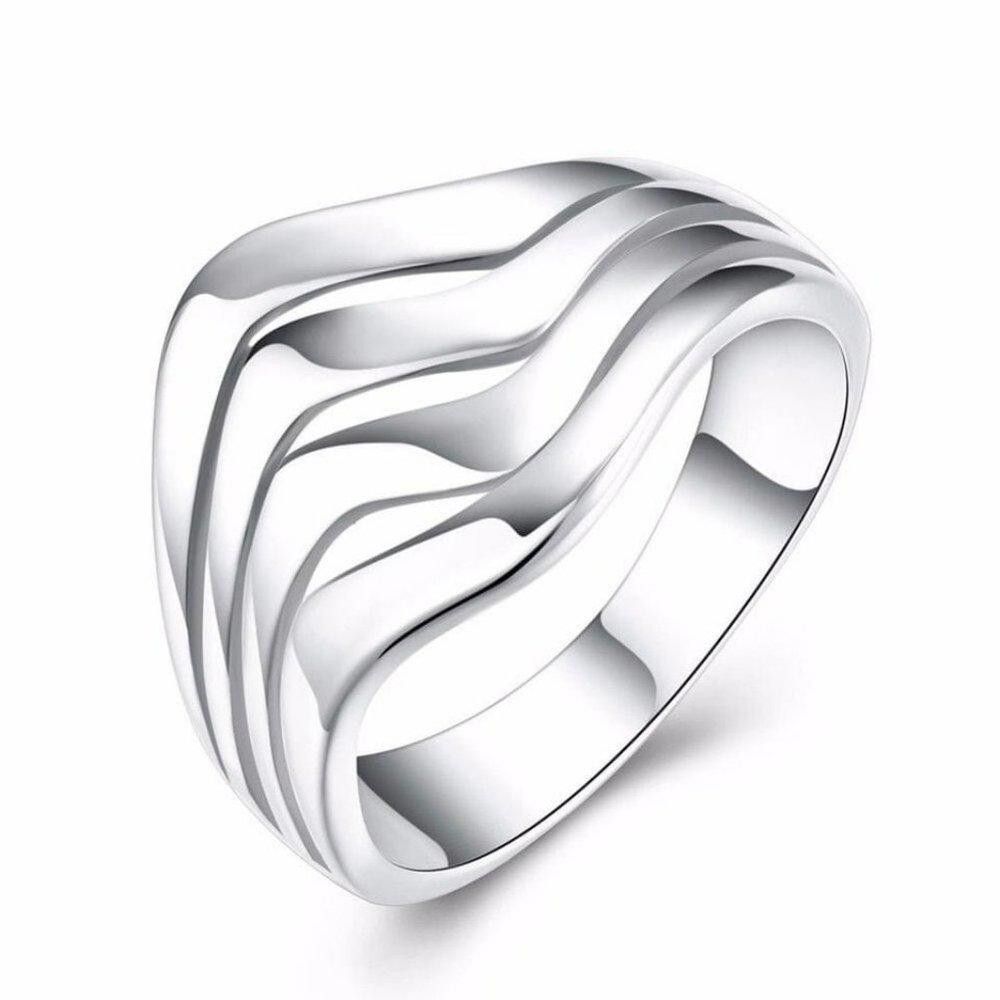 Designer 925 Silver Smooth Wave Geometric Ring - Size 7 Size ONE SIZE - 8 Thumbnail