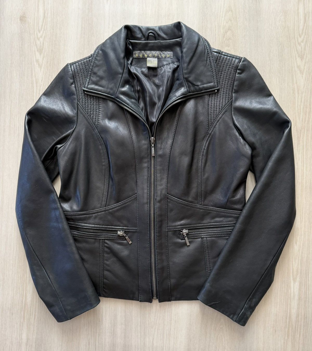 Kenneth Cole Vintage Y2K Kenneth Cole Reaction Leather Jacket Sz M Moto Size M / US 6-8 / IT 42-44 - 1 Thumbnail