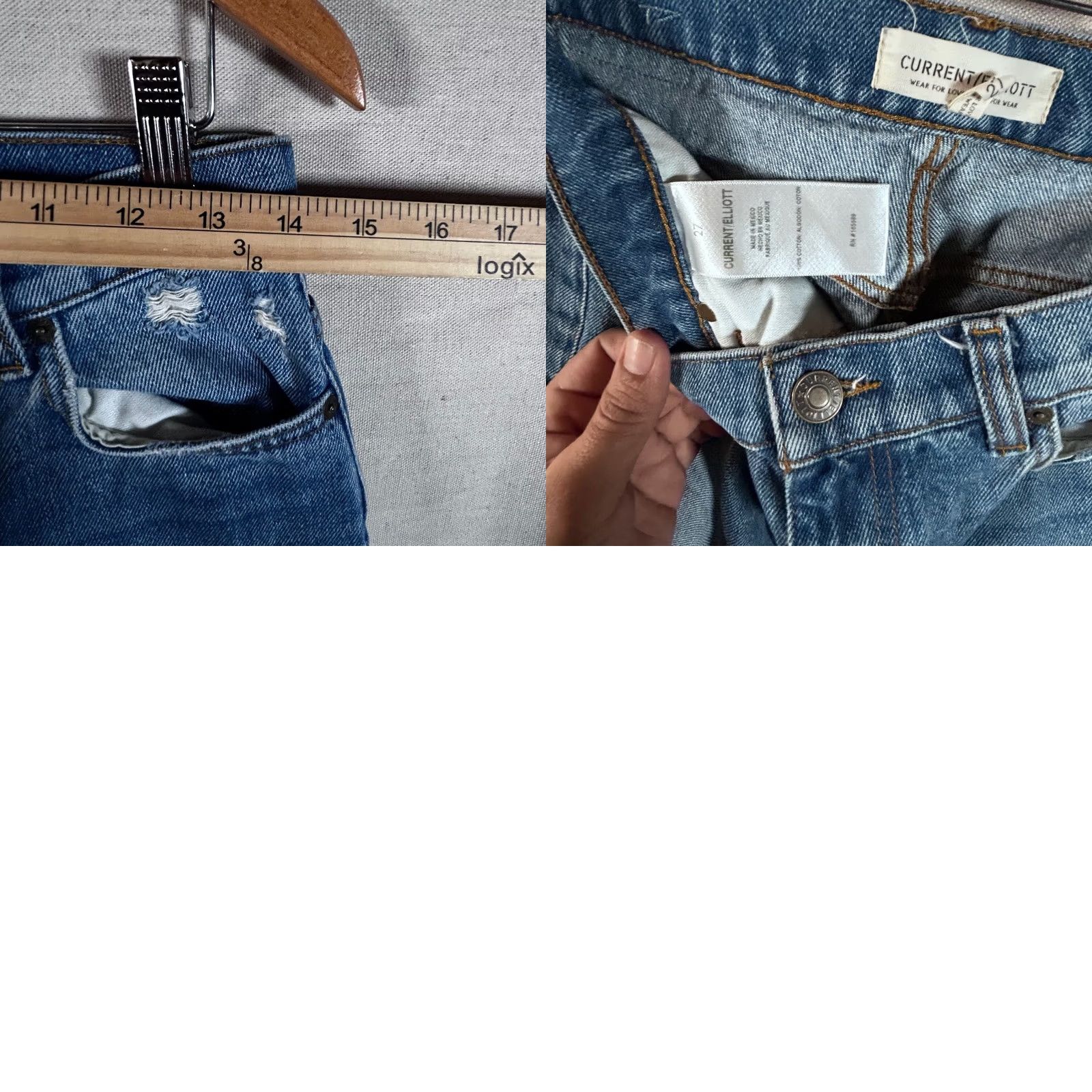 Vintage Current Elliott Jeans Blue High Rise Distressed Straight Leg Size 27 Size 27" / US 4 / IT 40 - 8 Thumbnail