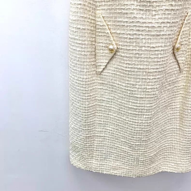 Chanel Chanel Light yellow neck pearl cotton chest dress Size XS / US 0-2 / IT 36-38 - 4 Thumbnail