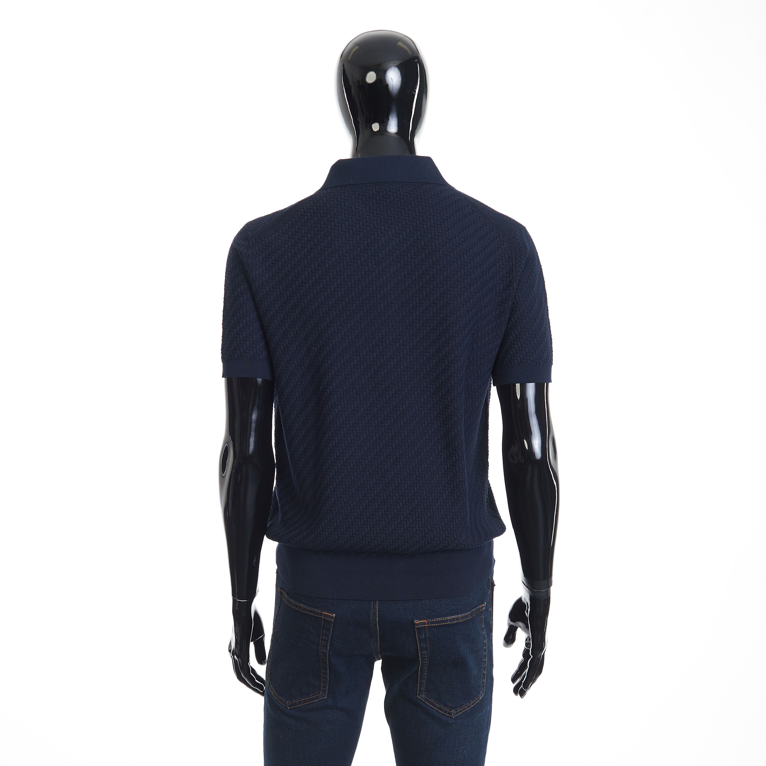 Brioni Navy Blue Polo Shirt - Trama Weave Cotton Silk & Cashmere Size US L / EU 52-54 / 3 - 4 Thumbnail