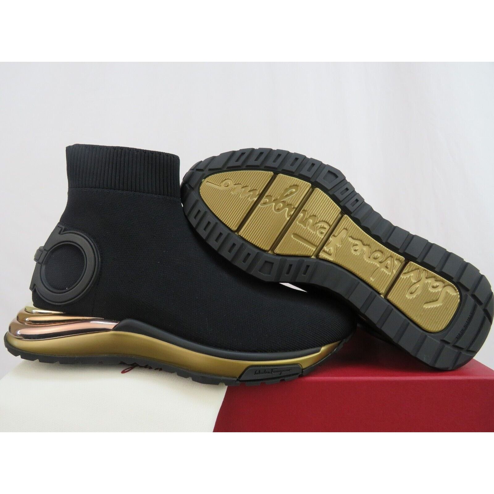Salvatore Ferragamo FERRAGAMO GARDENA BLACK KNIT GANCINI LOGO SOCK BOOTS 6.5 C Size US 6.5 / IT 36.5 - 14 Thumbnail