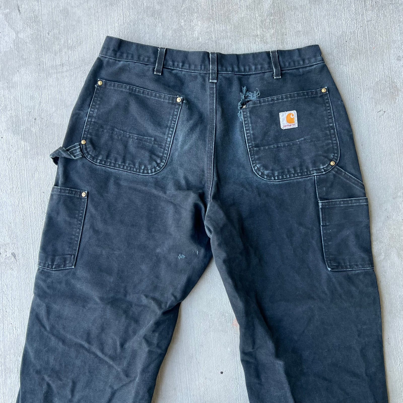 Carhartt × Vintage Carhartt faded black double knee work wear carpenter pants Size US 33 - 6 Thumbnail