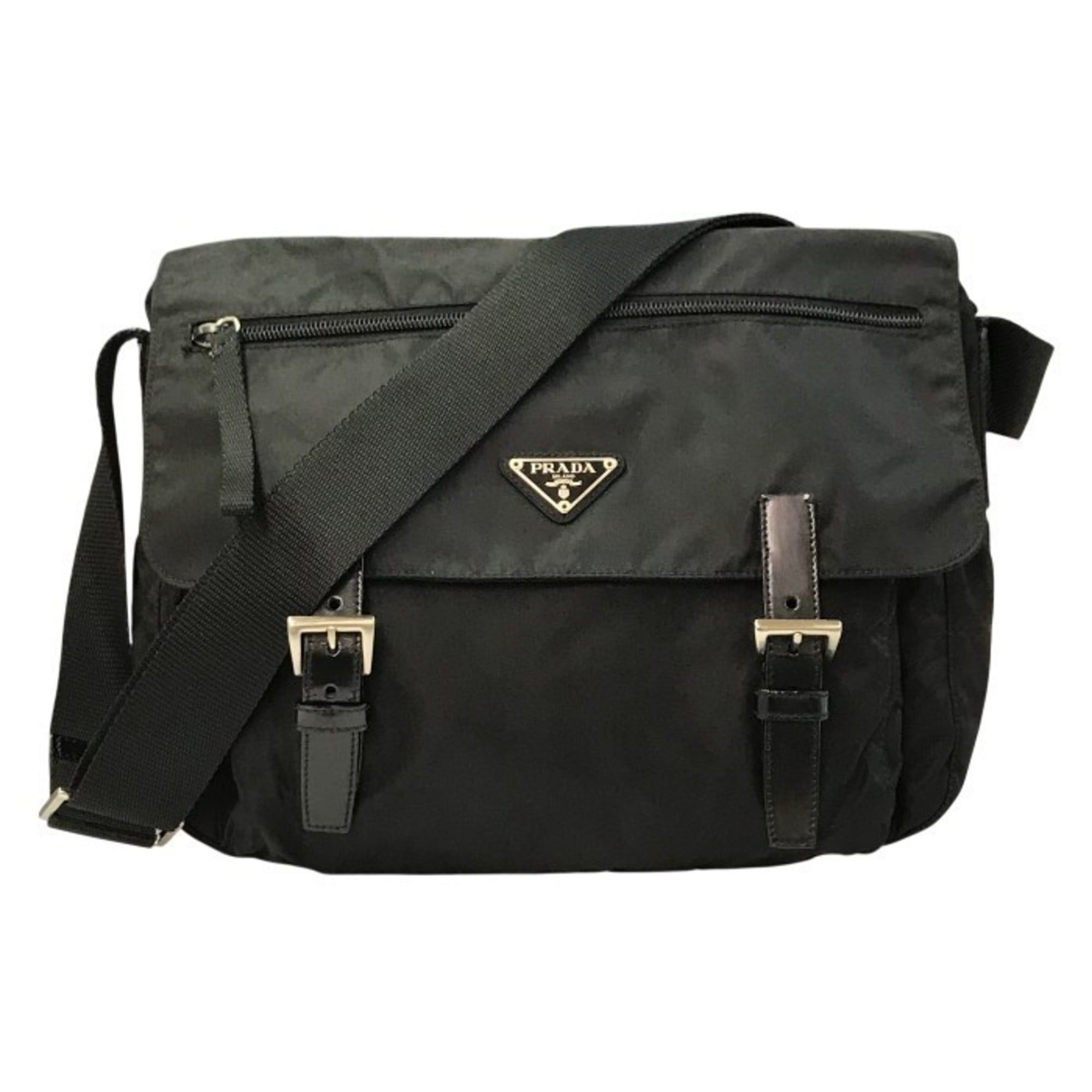 Prada Shoulder Bag for Men and Women Black Nylon 1BD671 T1