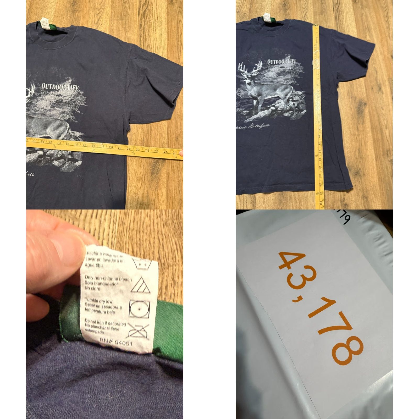 Alife Outdoor Life Shirts Men XL Black Deer Graphic Print Short Sleeve T-Shirt Size US XL / EU 56 / 4 - 8 Thumbnail