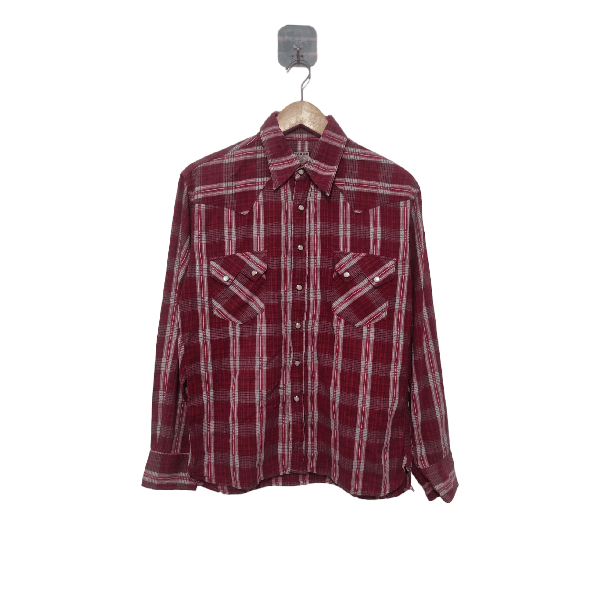 image of The Flat Head Long Shirt in Red Tartan, Men's (Size Small)