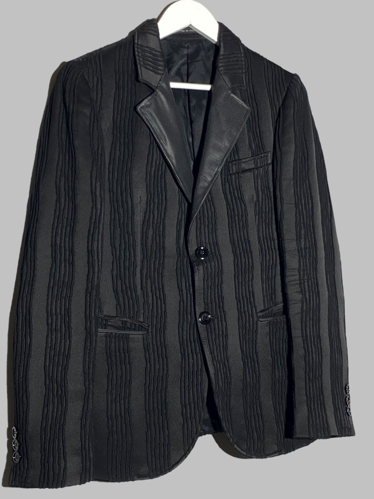 Emporio Armani Emporio Armani Johnny Line Jacquard Tailored Black Blazer Size 46R - 3 Thumbnail