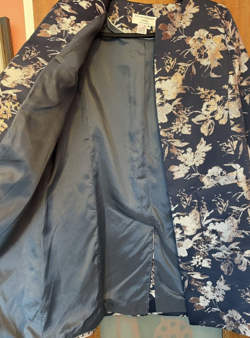 Other Helene Berman Navy Floral Gold Metallic Accent Open Jacket M Size M / US 6-8 / IT 42-44 - 6 Thumbnail
