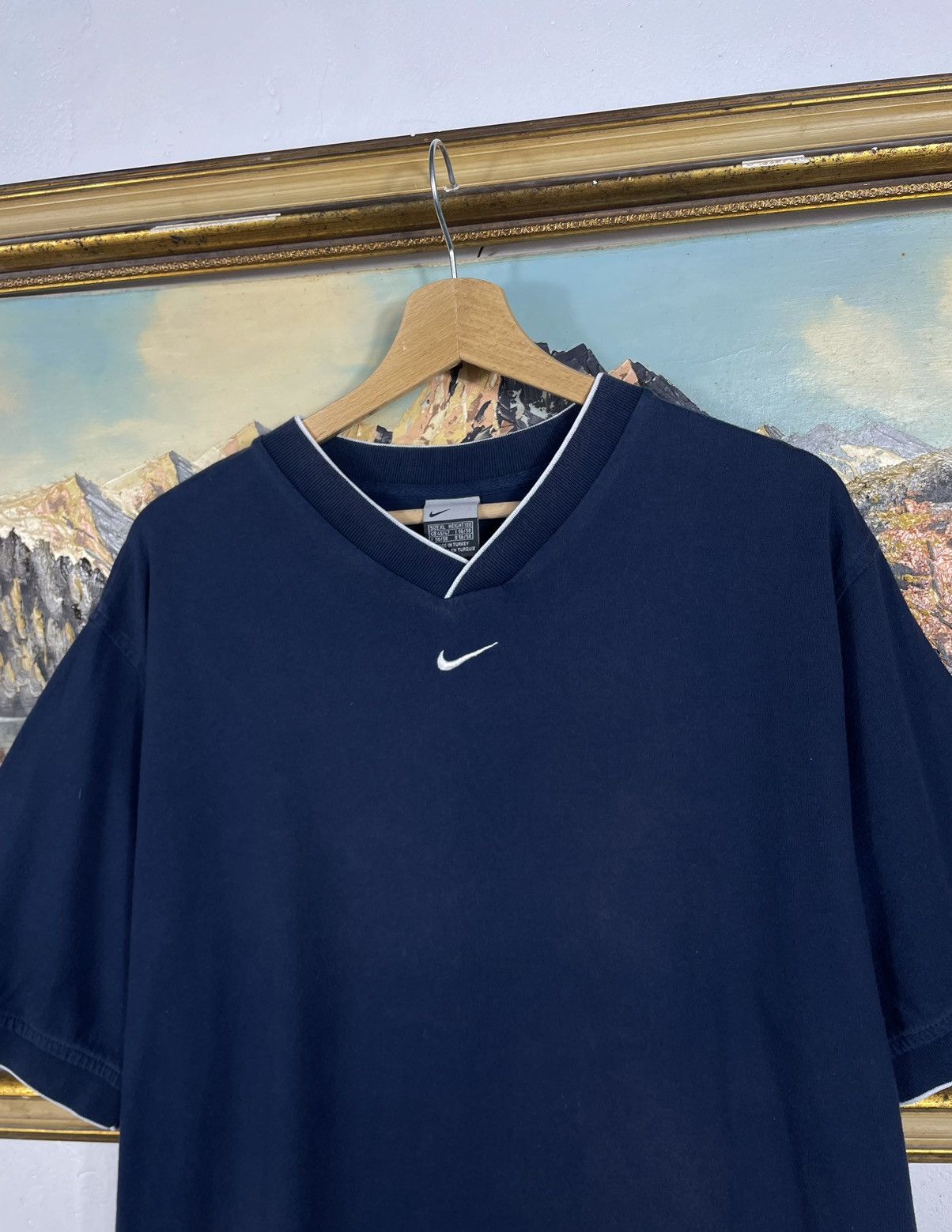 Nike × Vintage Nike Vintage Y2k Center Swoosh T-shirt Tee Navy Skate Baggy Size US XL / EU 56 / 4 - 5 Thumbnail