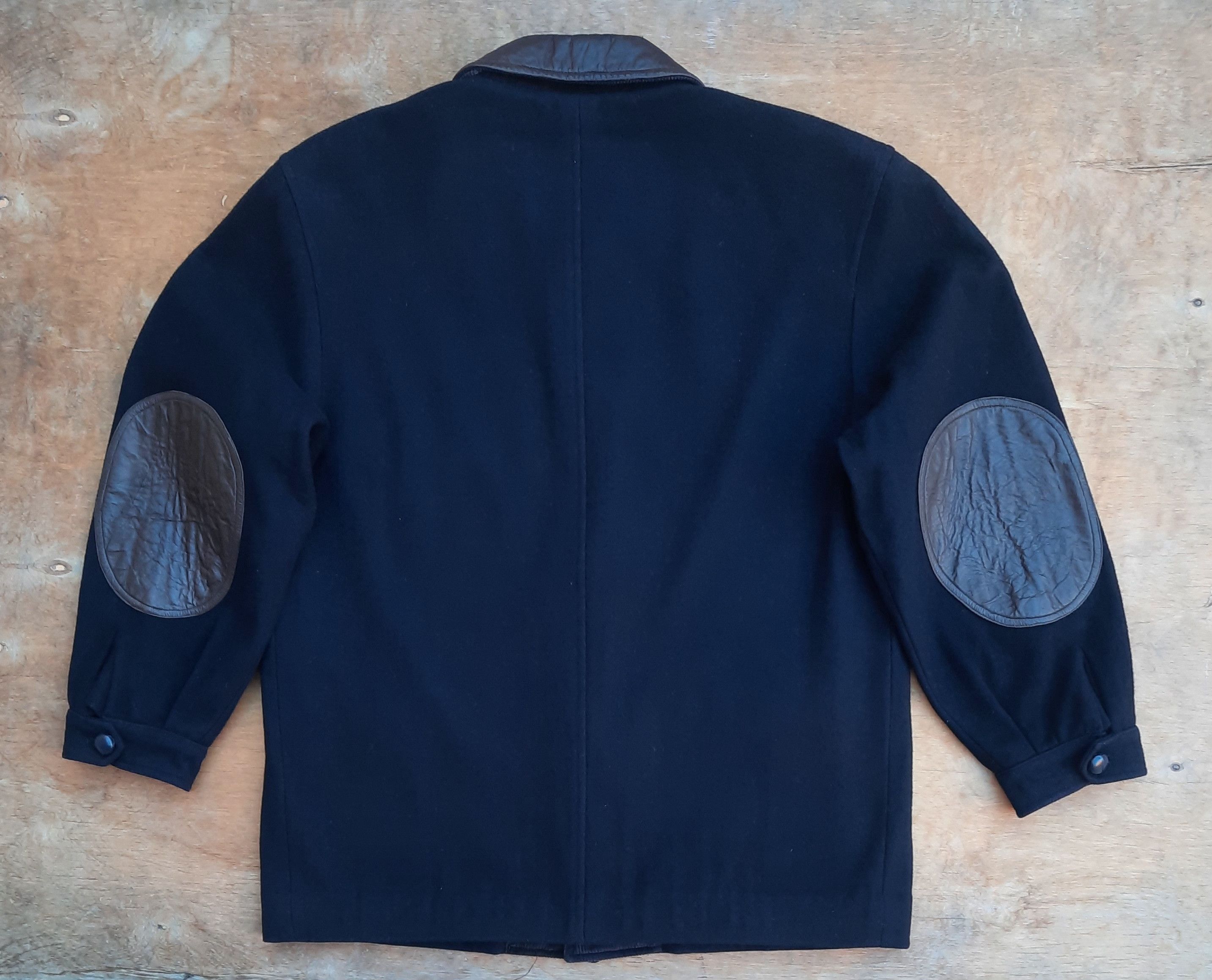 Burberry Burberrys 90s 80s Wool Coat Embroidered Logo Leather collar Size US L / EU 52-54 / 3 - 4 Thumbnail