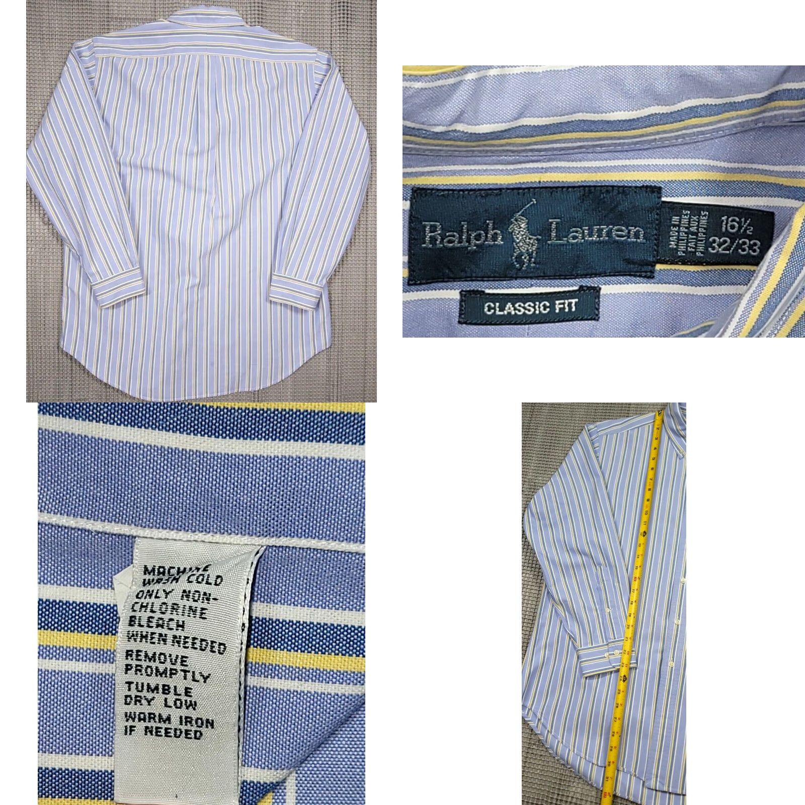 Polo Ralph Lauren Polo Ralph Lauren Button-Up Shirt Striped Long Sleeve Mens 16.5-32/33 Blue Stripe Oxford OCBD Classic Fit Size US XL / EU 56 / 4 - 8 Thumbnail