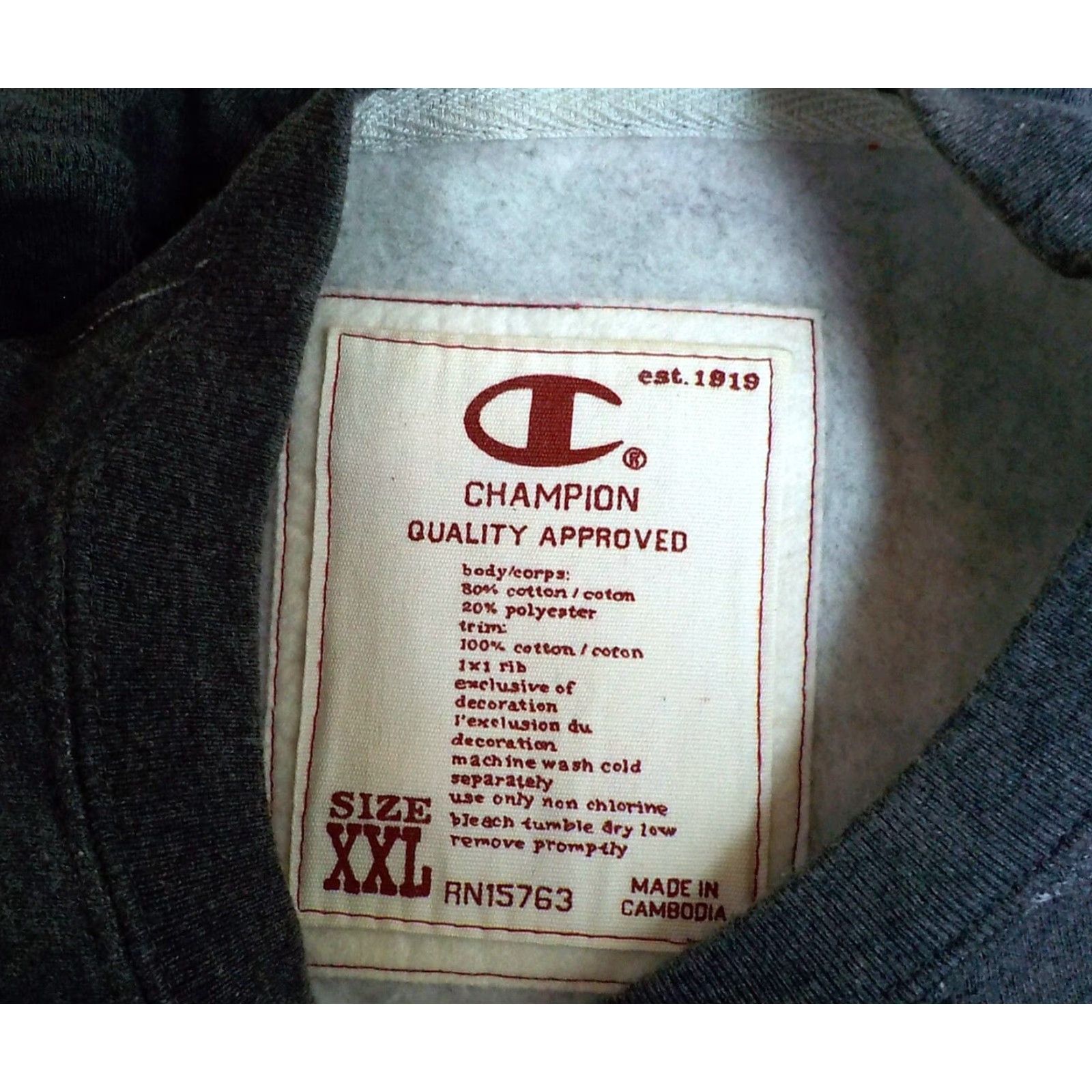 Champion VINTAGE CHAMPION Quality Approved Crewneck Pullover Sweatshirt Gray XXL Mens Size US XXL / EU 58 / 5 - 4 Thumbnail