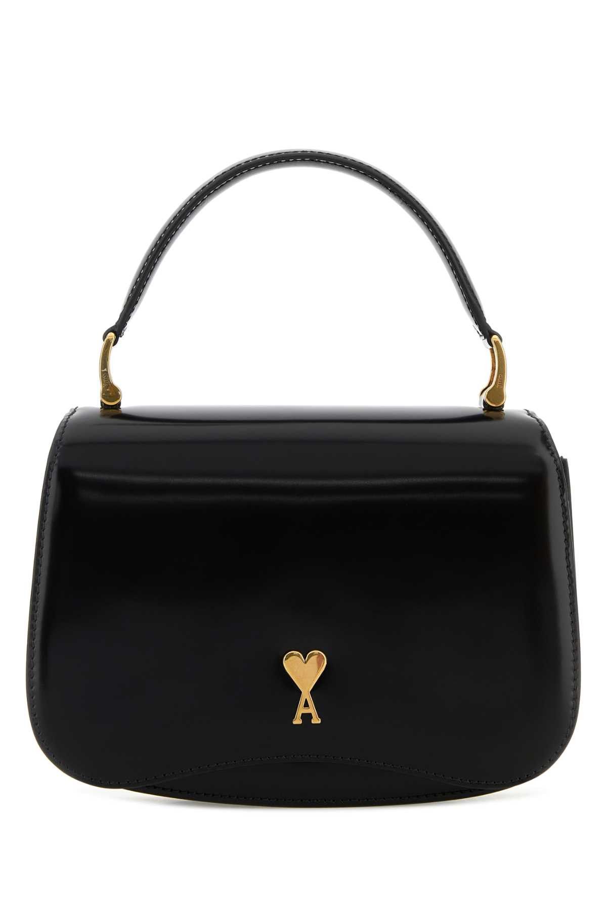 AMI Black Leather Handbag Size ONE SIZE - 1 Thumbnail