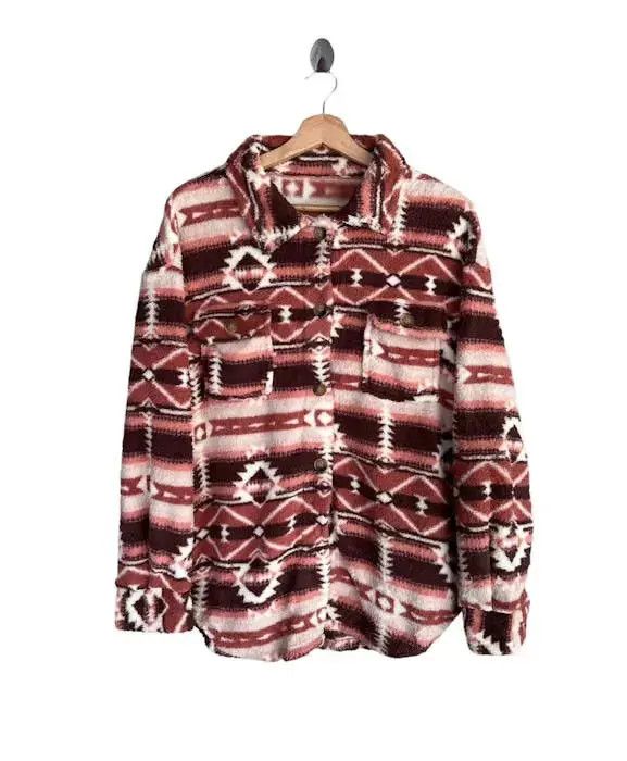 Japanese Brand Japanese Brand Shein Navajo Aztec Red Indian Fleece Shirt Size US M / EU 48-50 / 2 - 1 Thumbnail