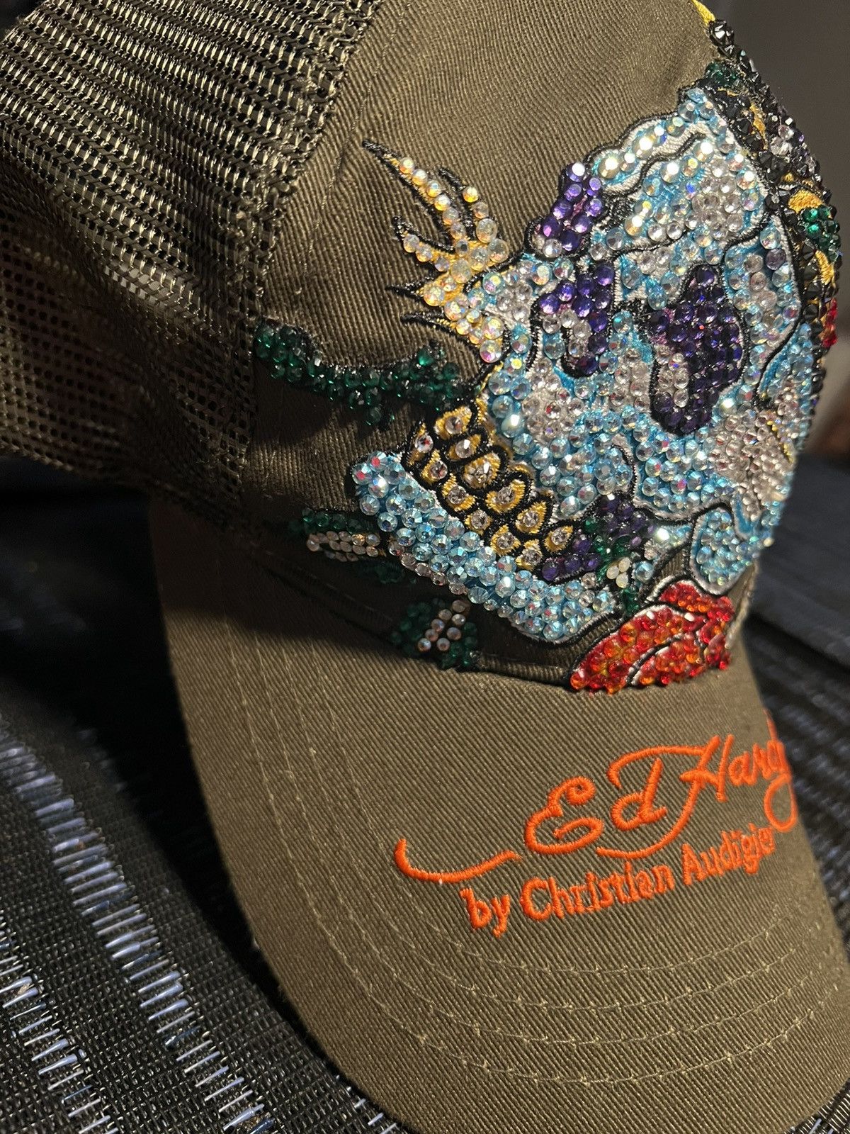 Ed Hardy “Blue Reign” Ed Hardy Hat – 2,000+ Swarovski – Y2K Designer Size ONE SIZE - 2 Thumbnail
