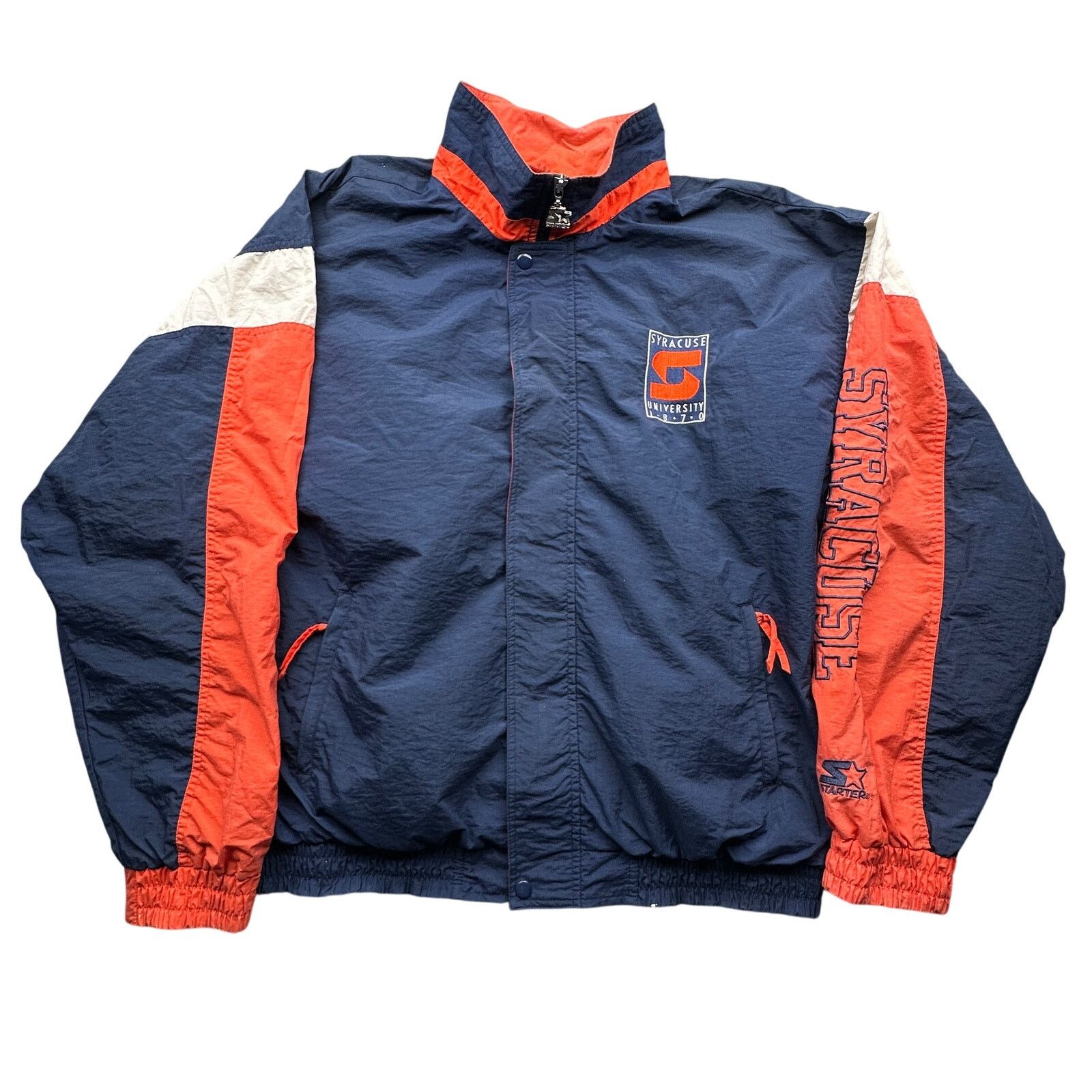 Starter Vintage 90s Starter Syracuse Windbreaker Jacket Men XL Navy Size US XL / EU 56 / 4 - 1 Thumbnail