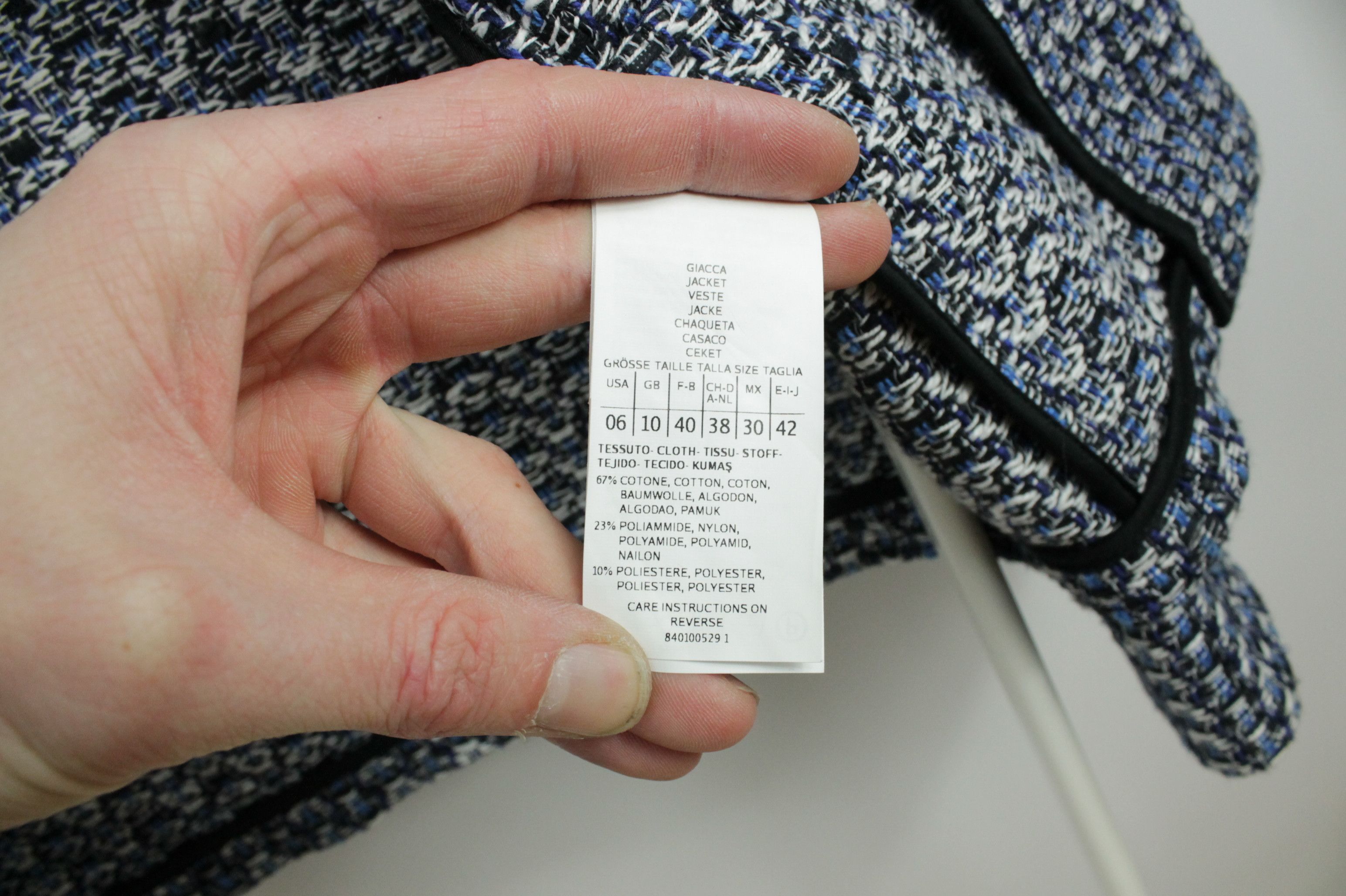 MAX&Co. × Max Mara Max & Co. By Max Mara Full Zip Blue Pattern Short Jacket Size M / US 6-8 / IT 42-44 - 12 Thumbnail