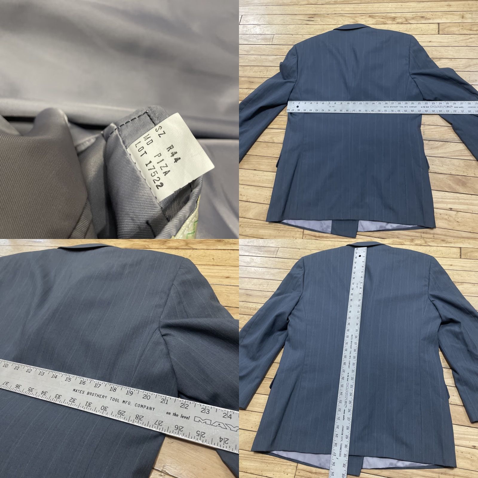 Vintage VINTAGE Mario Zignone 2 Piece Suit Men 44R Double-Breasted Gray Blue Stripe Peak Lapel Size 44R - 8 Thumbnail