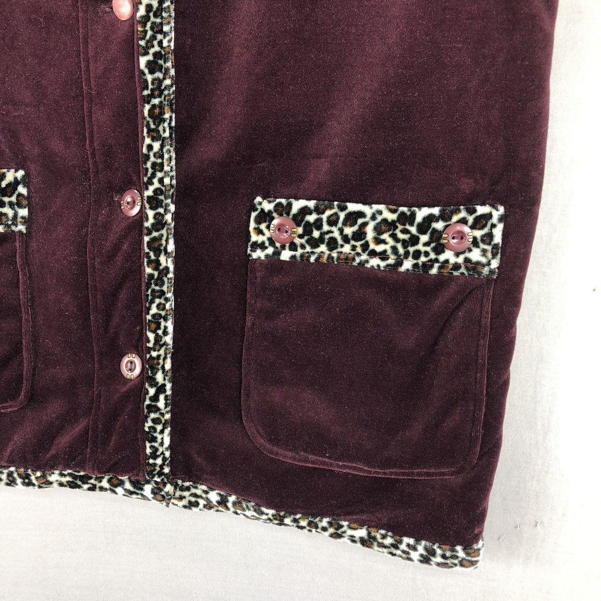Japanese Brand Vintage 90's Velvet Leopard Women Vest by Drellous Life Size S / US 4 / IT 40 - 3 Thumbnail