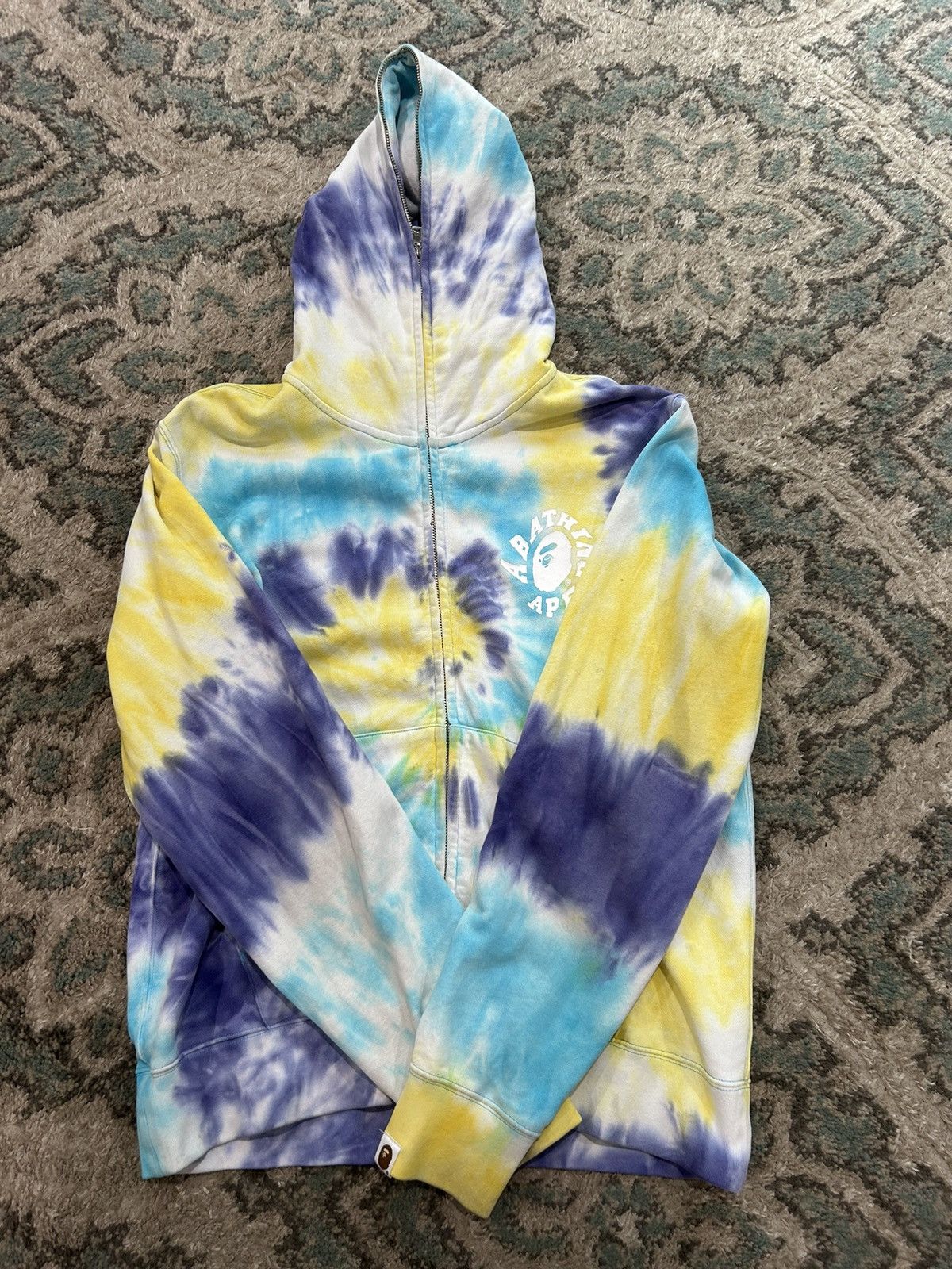 image of Bape Multicolor Hoodie in Tie Dye, Men's (Size Medium)